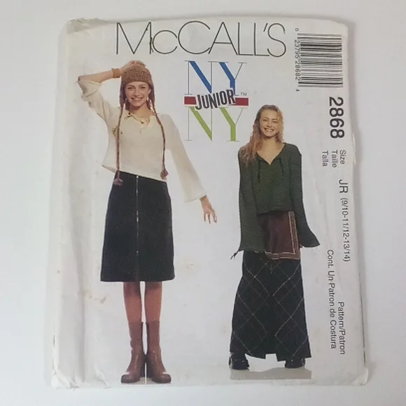 2/$15 Y2K McCalls 2868 NY NY Junior Sewing Pattern 023795286824 ©2000 - Picture 1 of 6